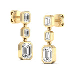 Earrings Trio Emerald Cut Diamond Bezel Set Drop Earrings, Lab Grown