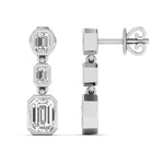 Earrings Trio Emerald Cut Diamond Bezel Set Drop Earrings, Lab Grown