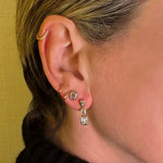 Earrings Trio Emerald Cut Diamond Bezel Set Drop Earrings, Lab Grown