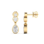 Earrings Trio Pear Diamond Bezel Set Drop Earrings, Lab Grown