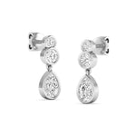 Earrings Trio Pear Diamond Bezel Set Drop Earrings, Lab Grown