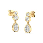 Earrings Trio Pear Diamond Bezel Set Drop Earrings, Lab Grown