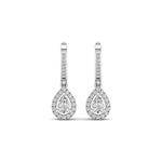 Earrings White Gold / 14K Halo Pear Diamond Drop  Earrings, Lab Grown
