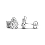 Earrings White Gold / 14K Halo Pear Diamond Stud  Earrings, Lab Grown