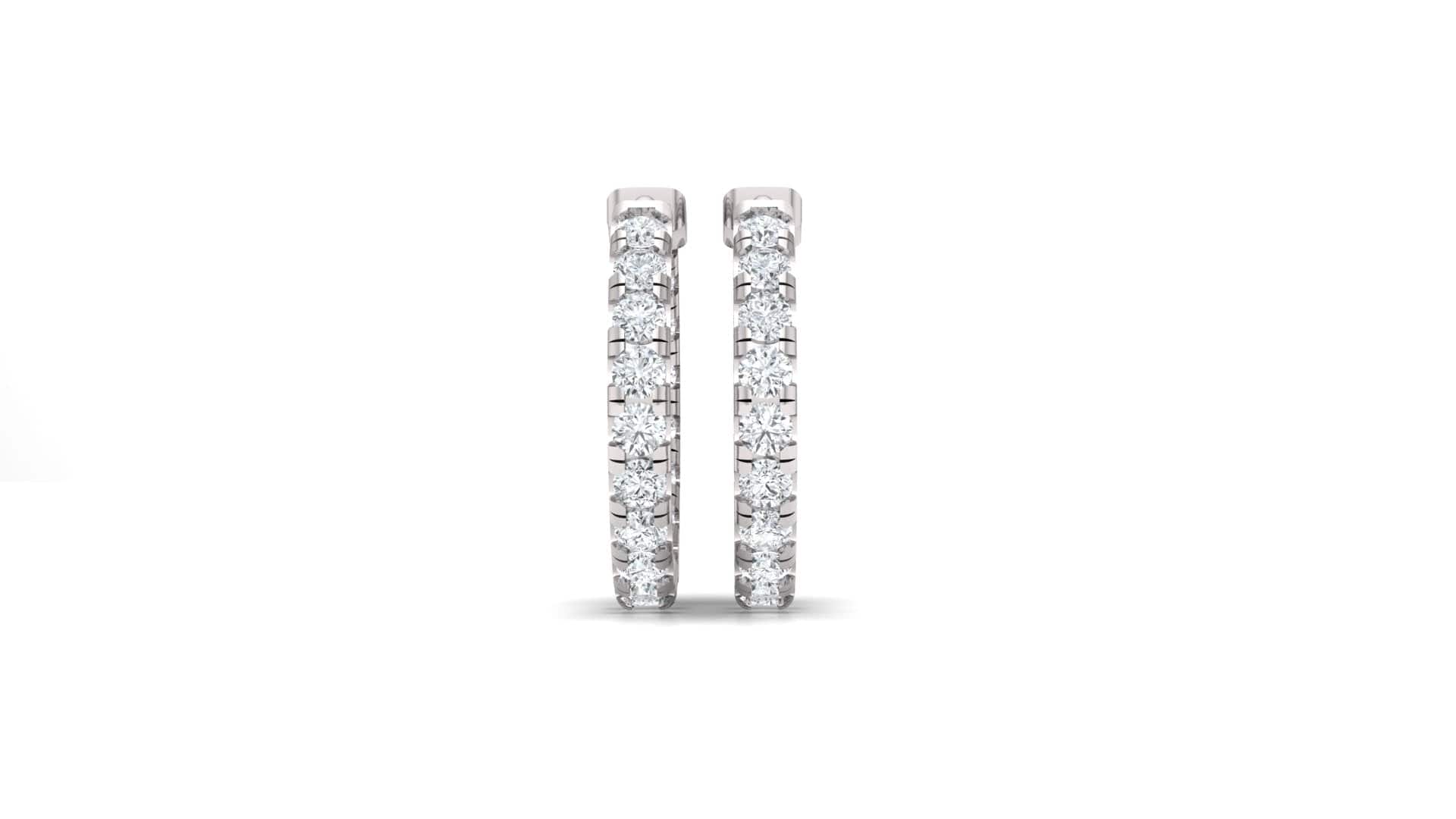 Earrings White Gold / 14K Inside Outside Medium Diamond Hoop Earrings Lab Grown