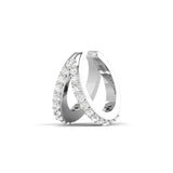Earrings White Gold 14K or 18K Gold Two Hoop Pave Diamond Cuff Earring, lab grown
