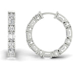 Earrings White Gold / 14K Round and Emerald Cut Diamond Hoop Earrings Lab Grown