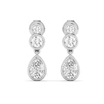 Earrings White Gold / 14K Trio Pear Diamond Bezel Set Drop Earrings, Lab Grown