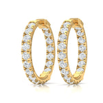 Earrings Yellow Gold / 14K Inside Outside Medium Diamond Hoop Earrings Lab Grown