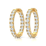 Earrings Yellow Gold / 14K Inside Outside Medium Diamond Hoop Earrings Lab Grown