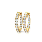 Earrings Yellow Gold / 14K Inside Outside Small Diamond Hoop Earrings Lab Grown