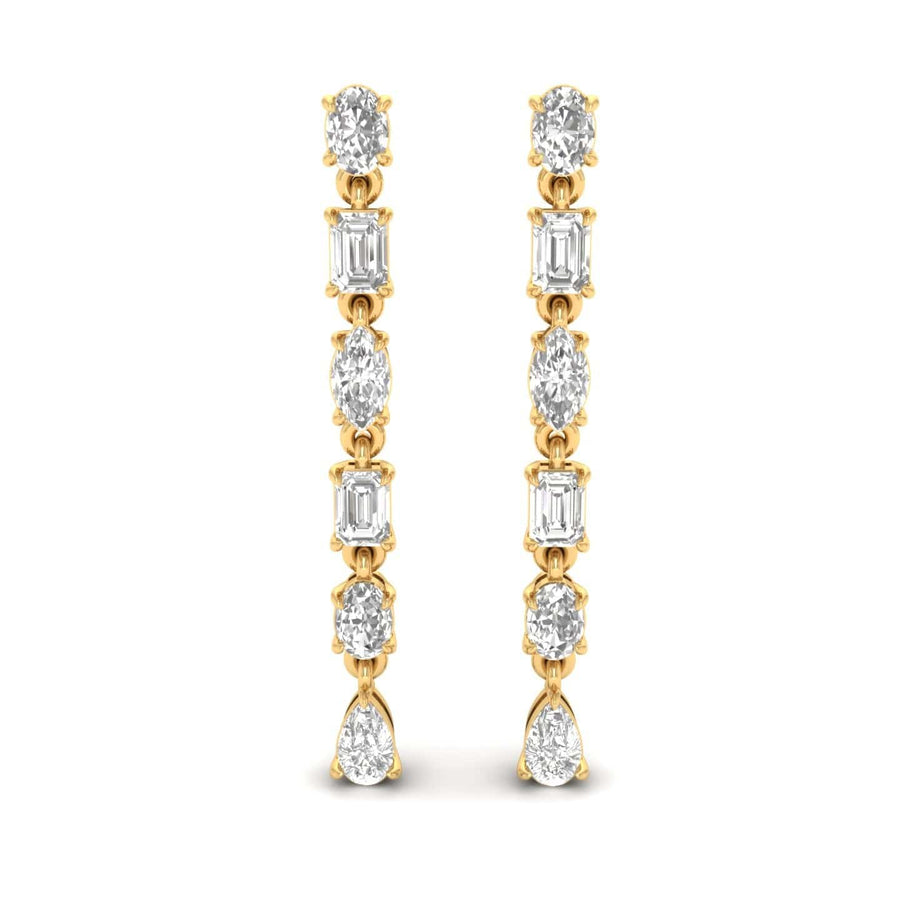 Earrings Yellow Gold / 14K Multi-Diamond Dangle Earrings, Lab Grown