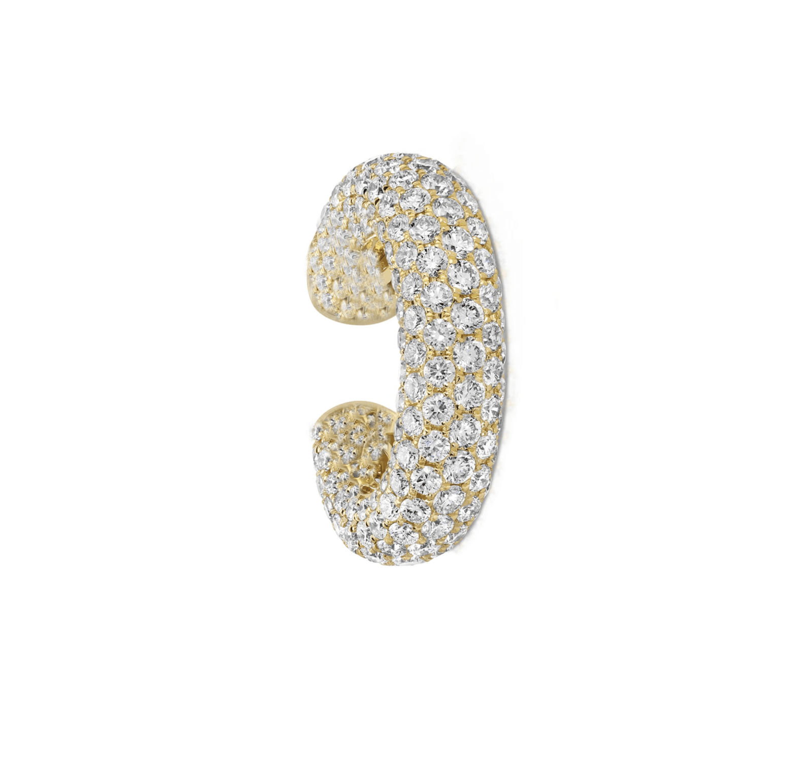 Earrings Yellow Gold 14K or 18K Gold Pave Diamond Cuff Earring