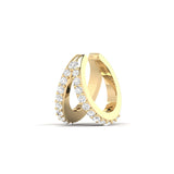 Earrings Yellow Gold 14K or 18K Gold Two Hoop Pave Diamond Cuff Earring, lab grown