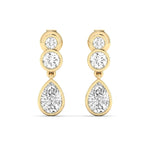 Earrings Yellow Gold / 14K Trio Pear Diamond Bezel Set Drop Earrings, Lab Grown