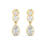 Earrings Yellow Gold / 14K Trio Pear Diamond Bezel Set Drop Earrings, Lab Grown