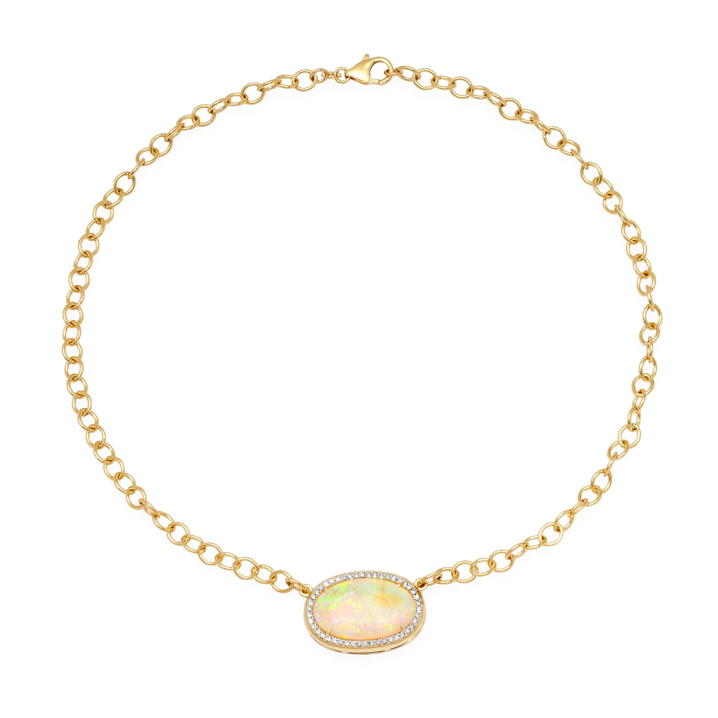 Necklace 14K & 18K Opal & Diamond Necklace