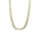 Necklace 16" / Yellow Gold / 14K 14 & 18K Diamond & Emerald Dot-Dash Necklace, 4 x 2 (Medium)