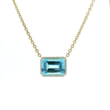 Necklace 16" / Yellow Gold / 14K 14K & 18K Aquamarine and Diamond Necklace