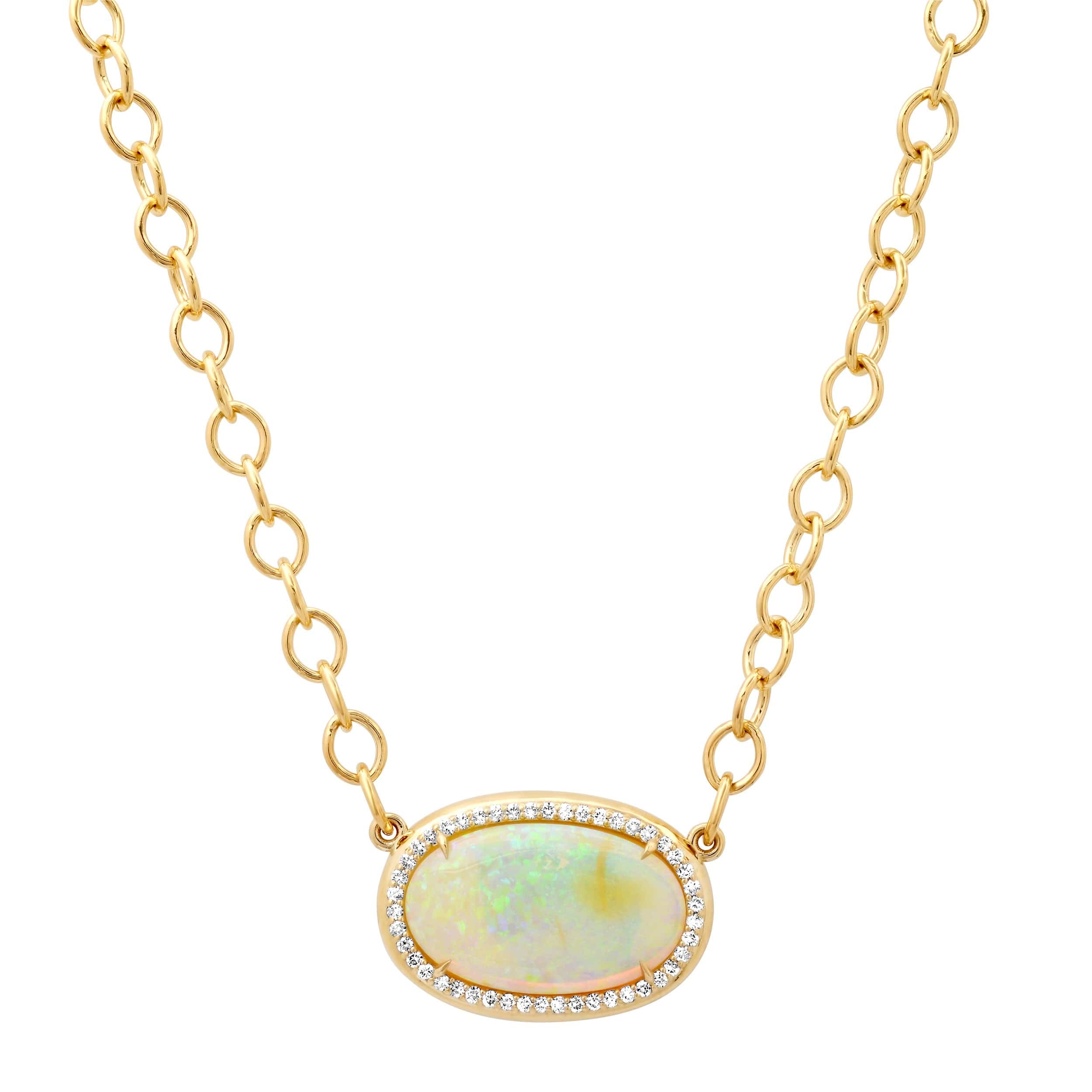 Necklace 16" / Yellow Gold / 14K 14K & 18K Opal & Diamond Necklace