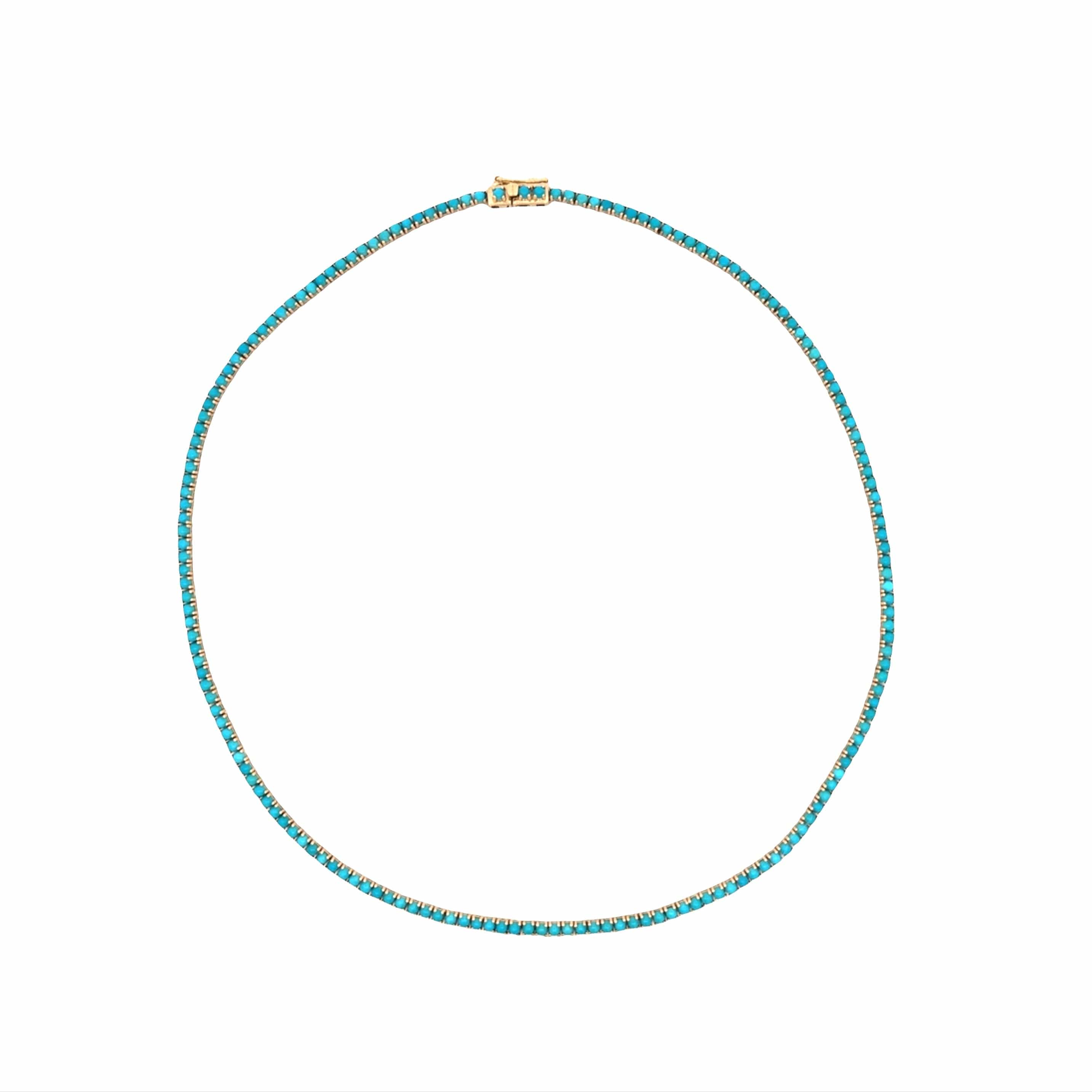 Necklace 16" / Yellow Gold / 14K Turquoise Tennis Necklace 4-Prong