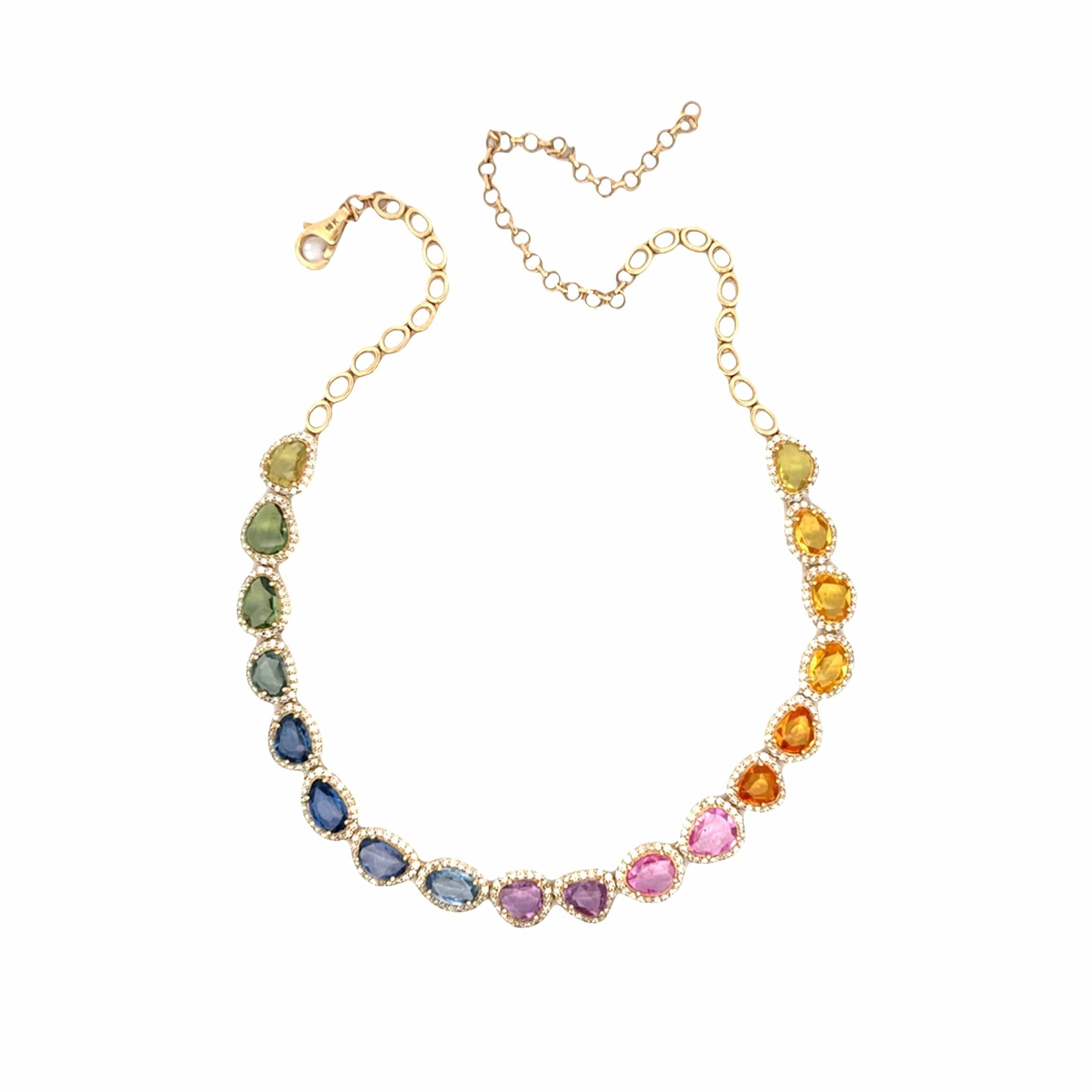 Necklace 18K Rose cut Rainbow Sapphire and Diamond Necklace Necklace