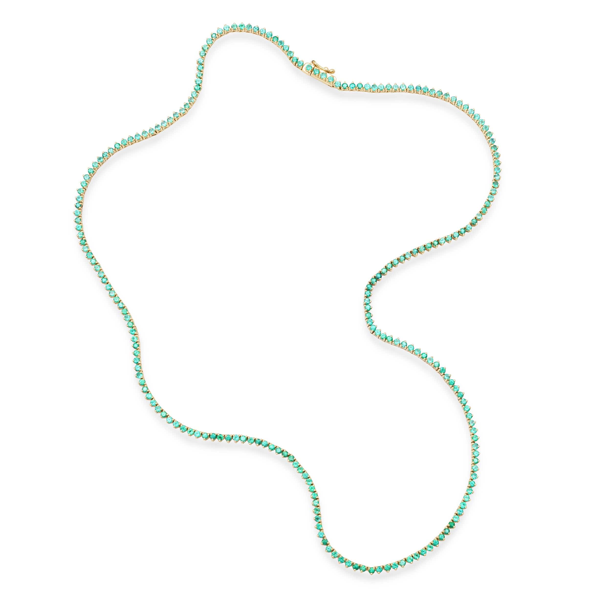 Necklace Emerald Tennis Necklace 3-Prong