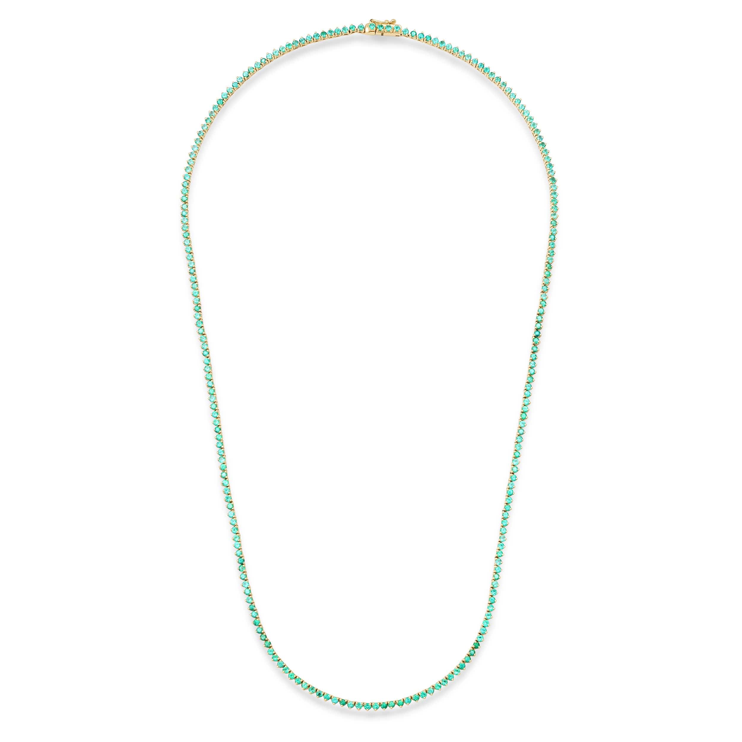 Necklace Emerald Tennis Necklace 3-Prong