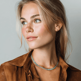 Necklace Turquoise and Diamond Tennis Necklace 4-Prong