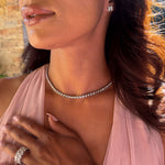 Necklaces 14K & 18K Gold Bezel Set Round Brilliant Diamond Necklace, Lab Grown, 7-7.5 Carats