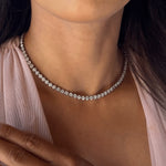 Necklaces 14K & 18K Gold Bezel Set Round Brilliant Diamond Necklace, Lab Grown, 9.8-10.5 carats