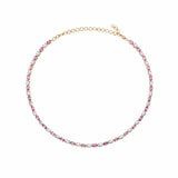 Necklaces 14K & 18K Gold East West Oval Alternating Pink Sapphire & Diamond Necklace
