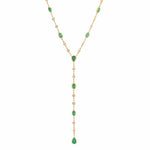 Necklaces 14K Gold Emerald & Diamond Y Necklace