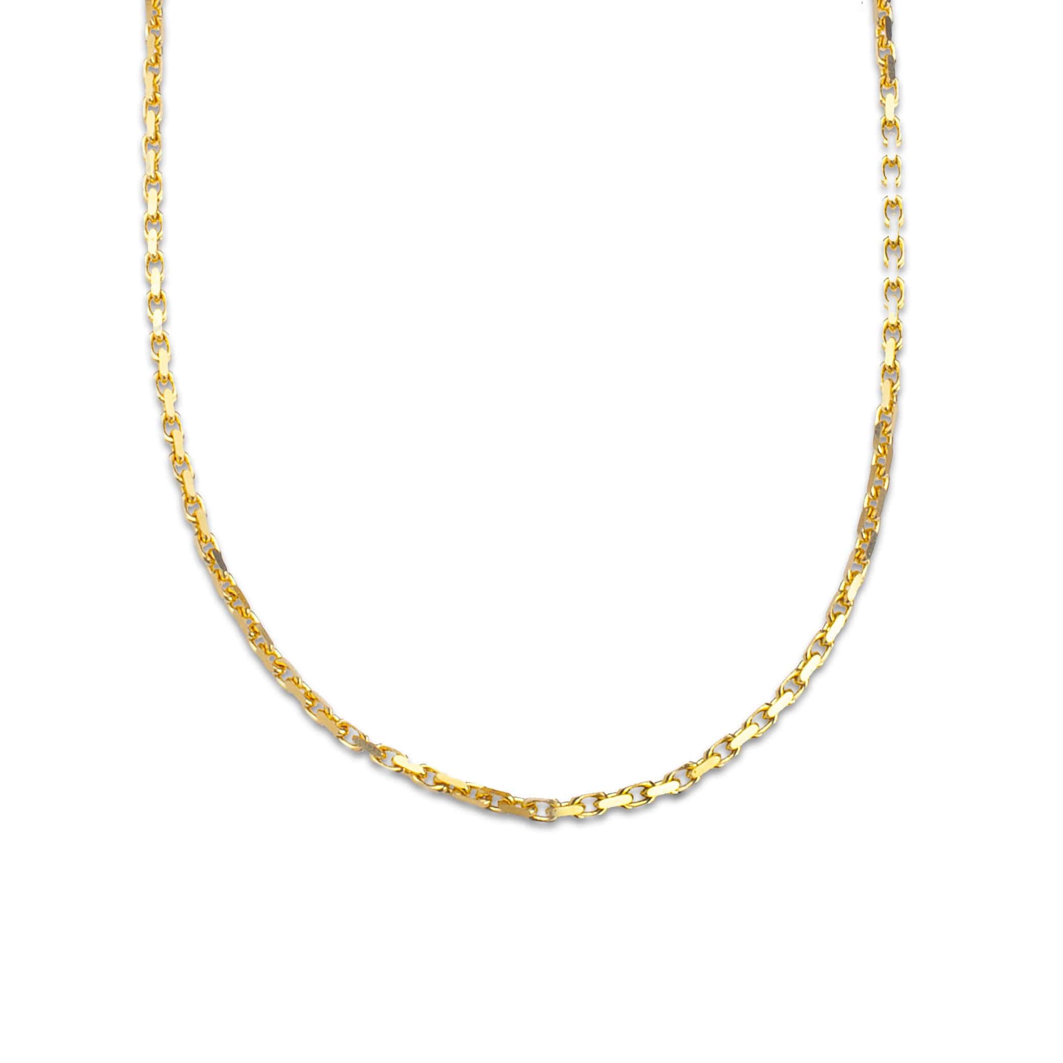 Necklaces 16" / Rose Gold / 14K 14K Solid Small Box Link Chain Necklace 2mm