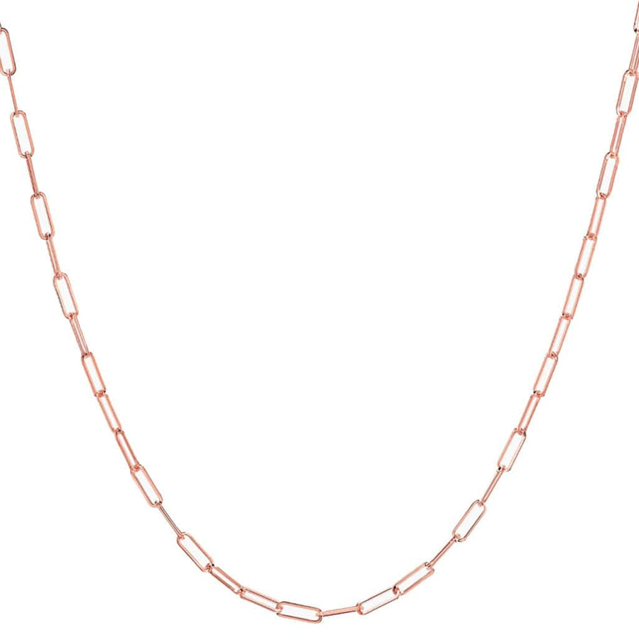 Necklaces 16" / Rose Gold 14K Gold Small Paper Clip Necklace 2.0mm