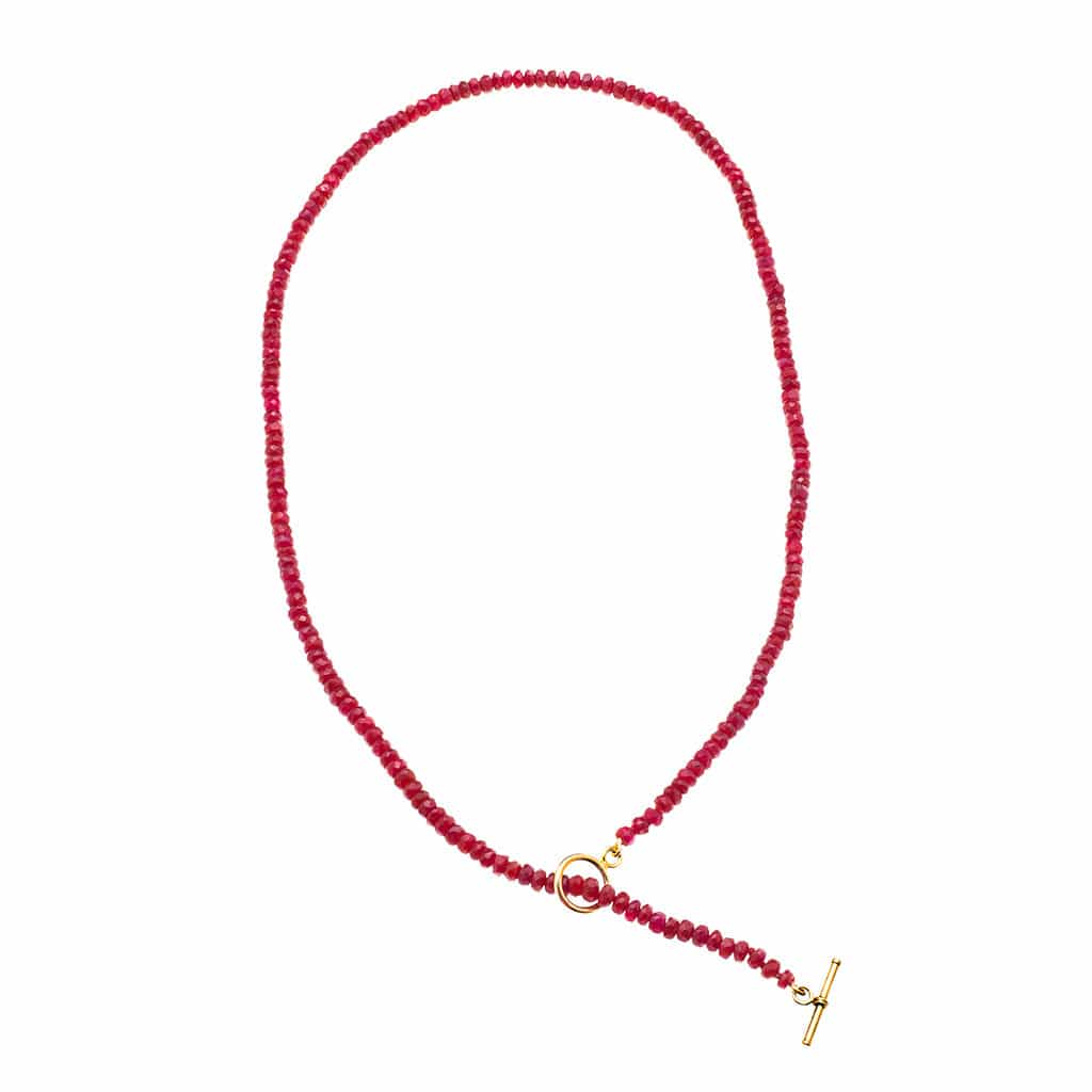 Necklaces 16" Ruby Beads & 14K w/ Toggle Clasp