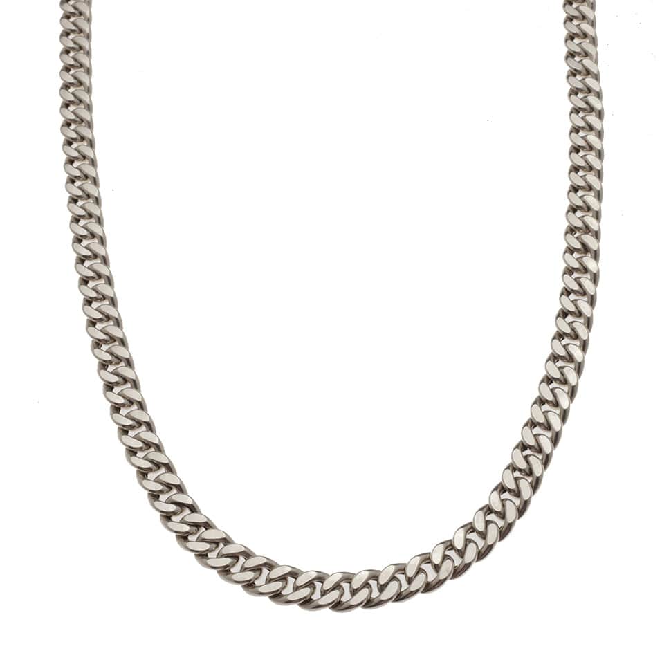Necklaces 16" / White Gold 14K Gold Flat Cuban Link Necklace 6.5mm