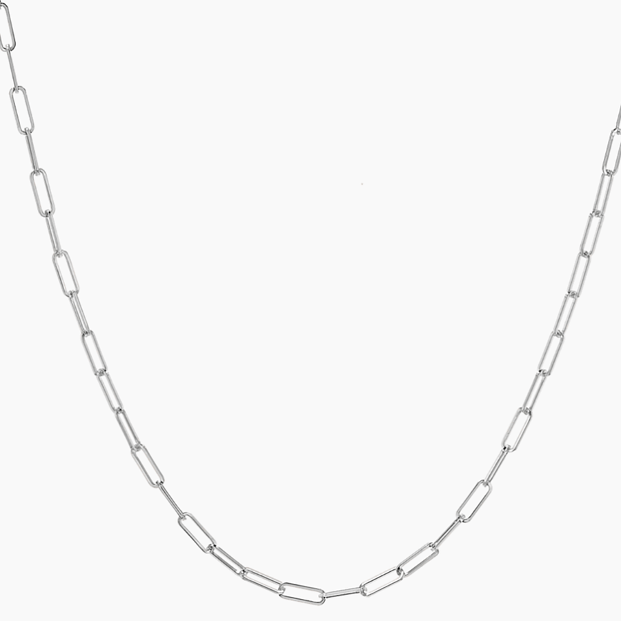 Necklaces 16" / White Gold 14K Gold Small Paper Clip Necklace 2.0mm