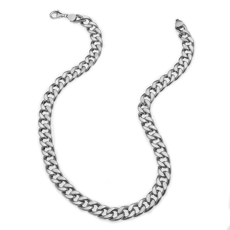 Necklaces 16" / White Gold Large 14K Gold Flat Cuban Link Necklace 9.5mm