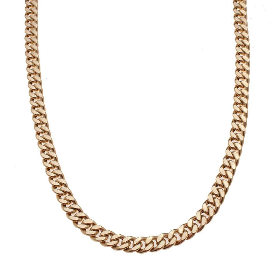 Necklaces 16" / Yellow Gold 14K Gold Flat Cuban Link Necklace 6.5mm