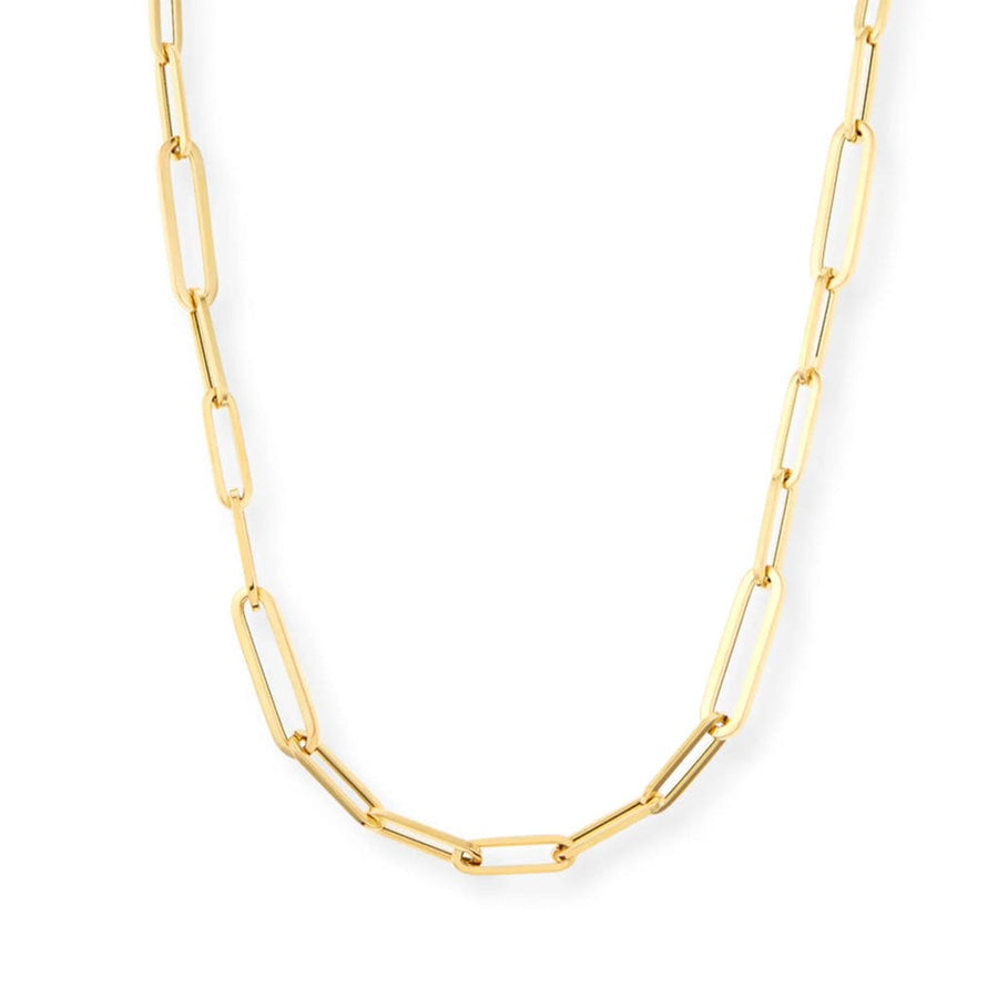 Necklaces 16" / Yellow Gold Medium 14K Gold Paper Clip Necklace, Solid Gold