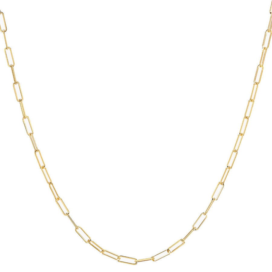 Necklaces 16" / Yellow Gold Small 14K Gold Paper Clip Necklace 2.0mm-No Clasp