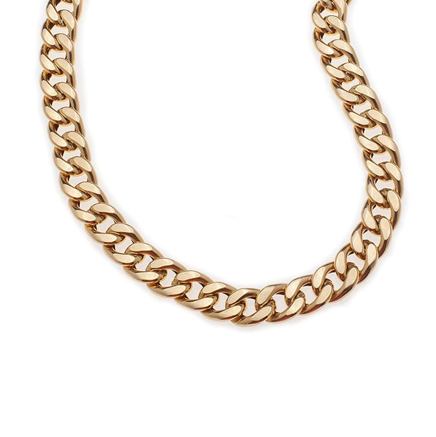 Necklaces Large 14K Gold Flat Cuban Link Necklace 9.5mm