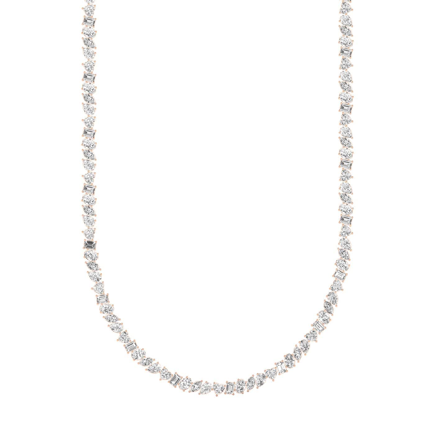 Necklaces Rose Gold / 14K 14K & 18K Gold and Diamond Tennis Necklace Multi-shpae, Lab Grown, 17.25 ct