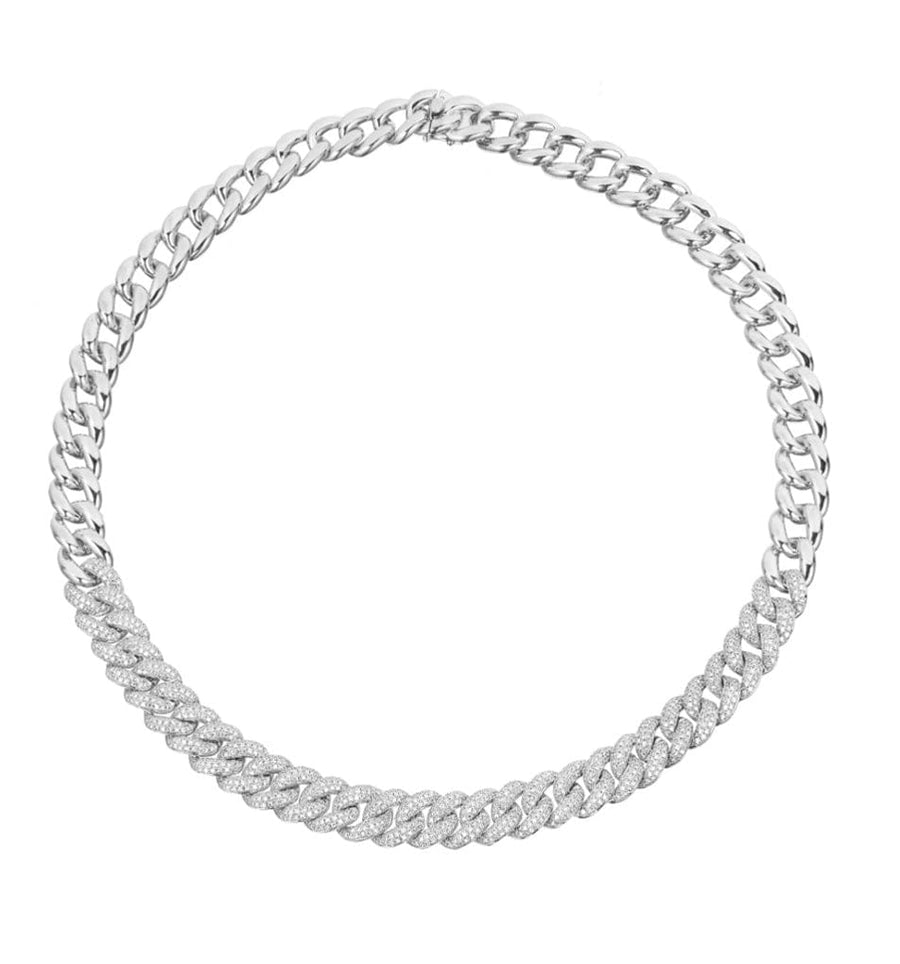 Necklaces white gold 14K Gold Micro-Pave Diamond Cuban Link Necklace