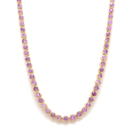 Necklaces Yellow Gold / 14K 18K Gold Bezel Set Pink to Purple Sapphire Emerald Necklace