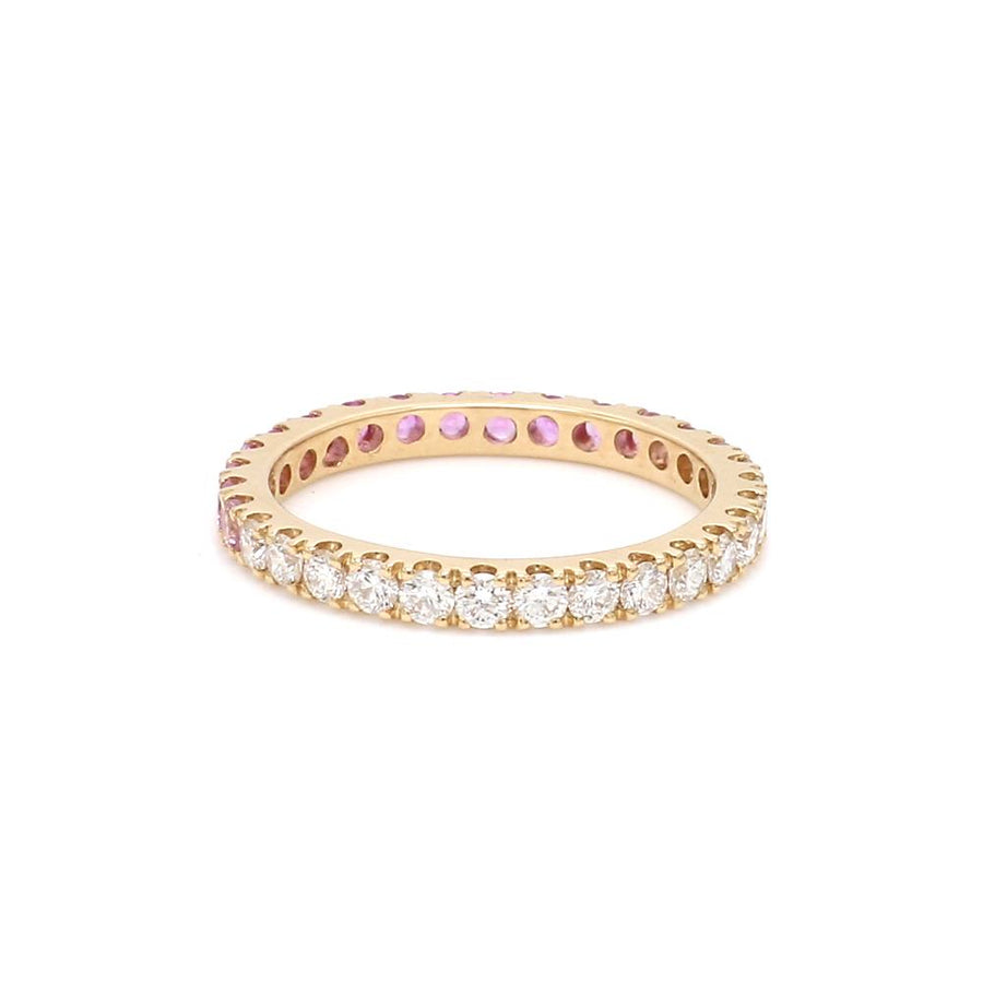 14K & 18K Ombre Pink Sapphire & Diamond Eternity Ring