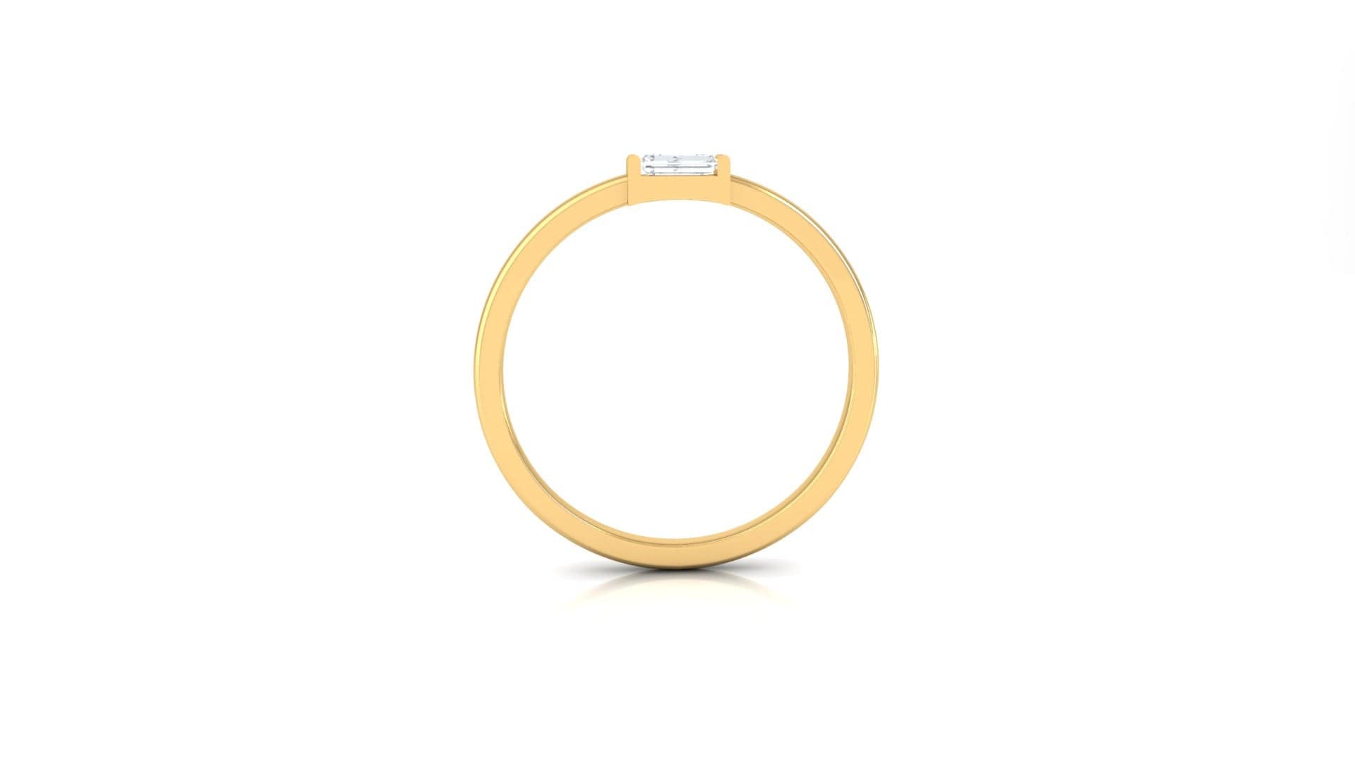 Rings 14K & 18K Gold Band with Single Diamond, Lab Grown
