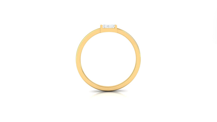 Rings 14K & 18K Gold Band with Single Diamond, Lab Grown