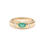 Rings 14K & 18K Gold  Emerald and Diamond Baby Dome Ring